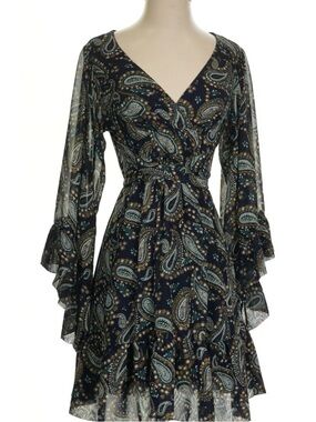 Betsey Johnson Paisley Dress with Teal & Gold Accents